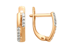 Золотые cерьги с фианитом