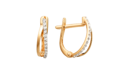 Серьги из красного золота 585 пробы с фианитом