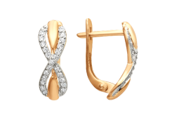 Золотые cерьги классические с фианитом