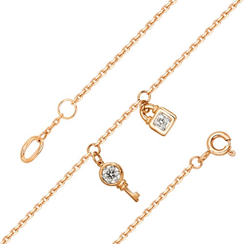 Браслет на ногу из золота с фианитом