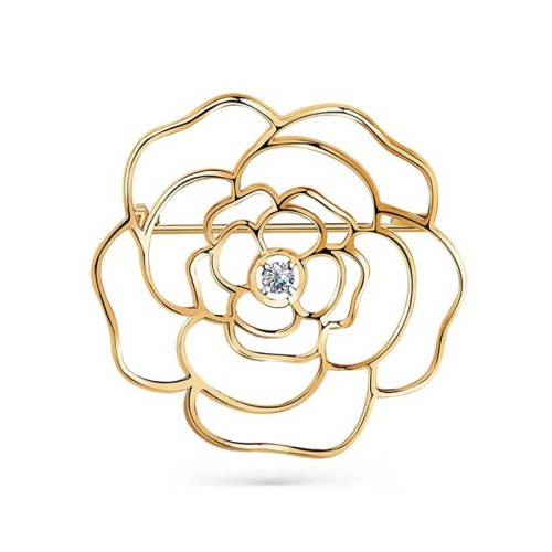 Брошь из золота с фианитом