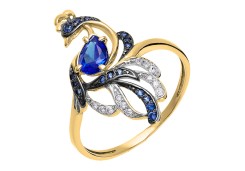 Серебряное кольцо с позолотой с кварцем