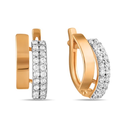 Золотые cерьги с фианитом