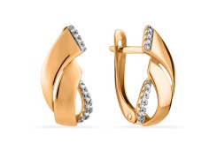 Золотые cерьги классические с фианитом
