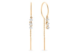 Золотые cерьги классические с фианитом