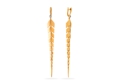 Золотые cерьги висячие с фианитом