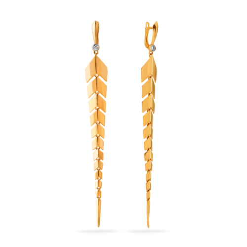 Золотые cерьги висячие с фианитом