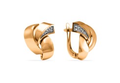 Золотые cерьги классические с фианитом