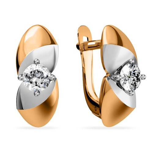 Золотые cерьги с фианитом