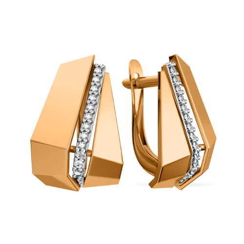 Золотые cерьги классические с фианитом