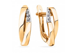 Золотые cерьги классические с фианитом