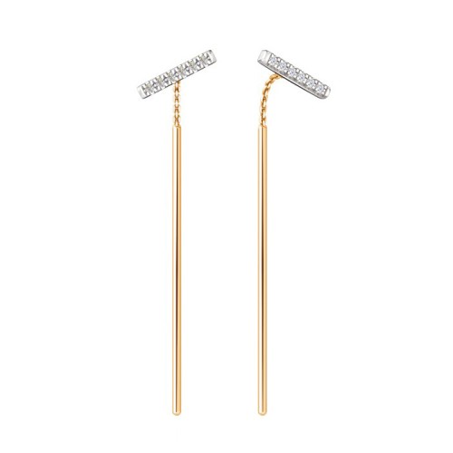 Золотые cерьги классические с фианитом