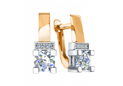 Золотые cерьги с фианитом