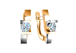 Золотые cерьги с фианитом