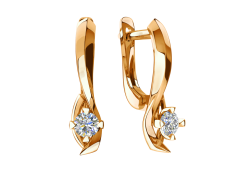 Золотые cерьги с фианитом