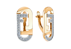 Золотые cерьги классические с фианитом