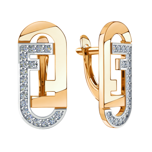 Золотые cерьги классические с фианитом