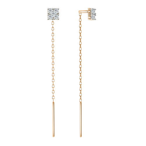 Золотые cерьги классические с фианитом