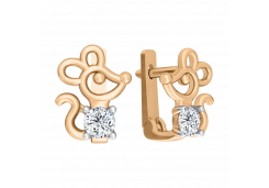 Золотые cерьги классические с фианитом