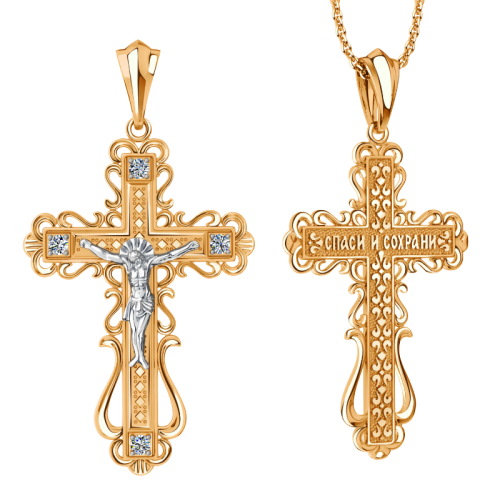 Крест из золота с фианитом