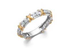 Серебряное кольцо с позолотой с фианитом
