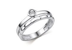 Серебряное кольцо с бриллиантом