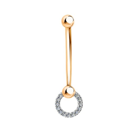 Серьга д/пирсинга из золота с фианитом