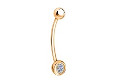 Серьга д/пирсинга из золота с фианитом