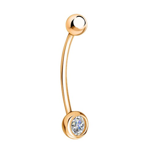 Серьга д/пирсинга из золота с фианитом