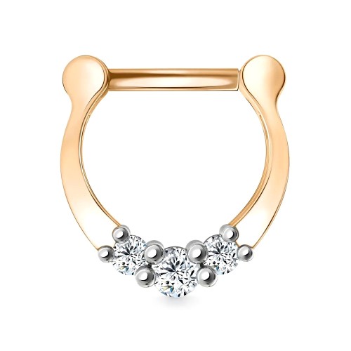 Серьга д/пирсинга из золота с фианитом