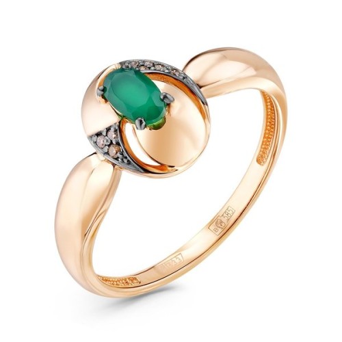 Золотое кольцо с агатом зеленым