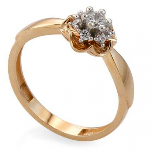 Кольцо из красного золота 585 пробы с фианитом