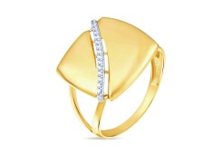 Кольцо из желтого золота с фианитом