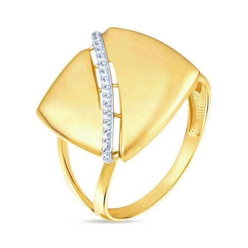 Кольцо из желтого золота с фианитом