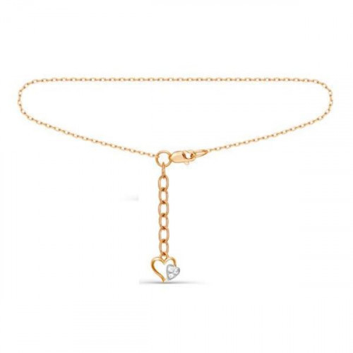 Браслет на ногу из золота с фианитом