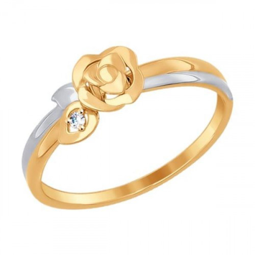 Кольцо из красного золота 585 пробы с фианитом