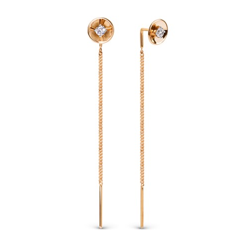 Золотые cерьги с фианитом