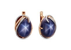 Золотые cерьги с сапфиром