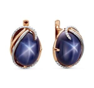 Золотые cерьги с сапфиром