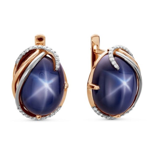 Золотые cерьги с сапфиром