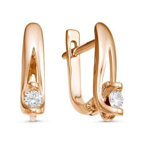 Золотые cерьги с бриллиантом