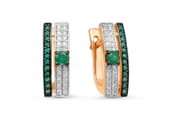 Золотые cерьги с агатом зеленым