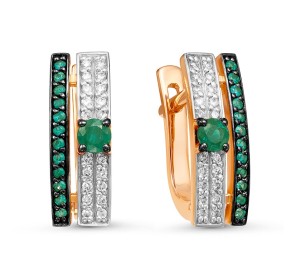 Золотые cерьги с агатом зеленым