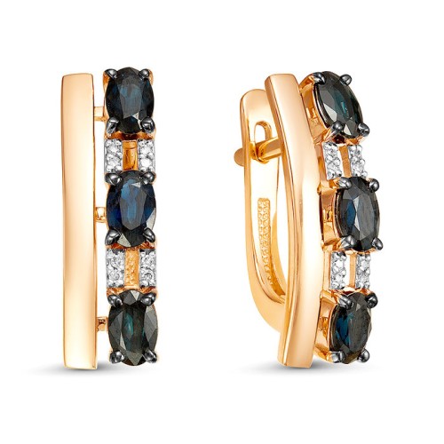 Золотые cерьги с сапфиром