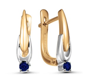 Золотые cерьги с сапфиром