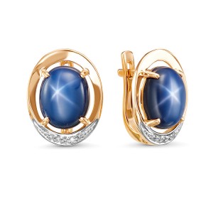 Золотые cерьги с сапфиром