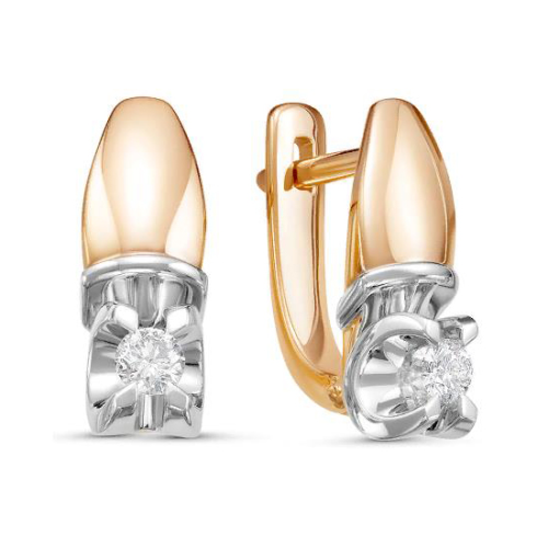 Золотые cерьги с бриллиантом