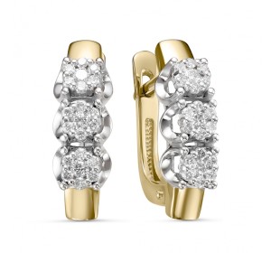 Золотые cерьги классические с бриллиантом