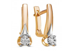 Золотые cерьги классические с бриллиантом