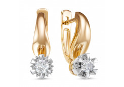 Золотые cерьги классические с бриллиантом
